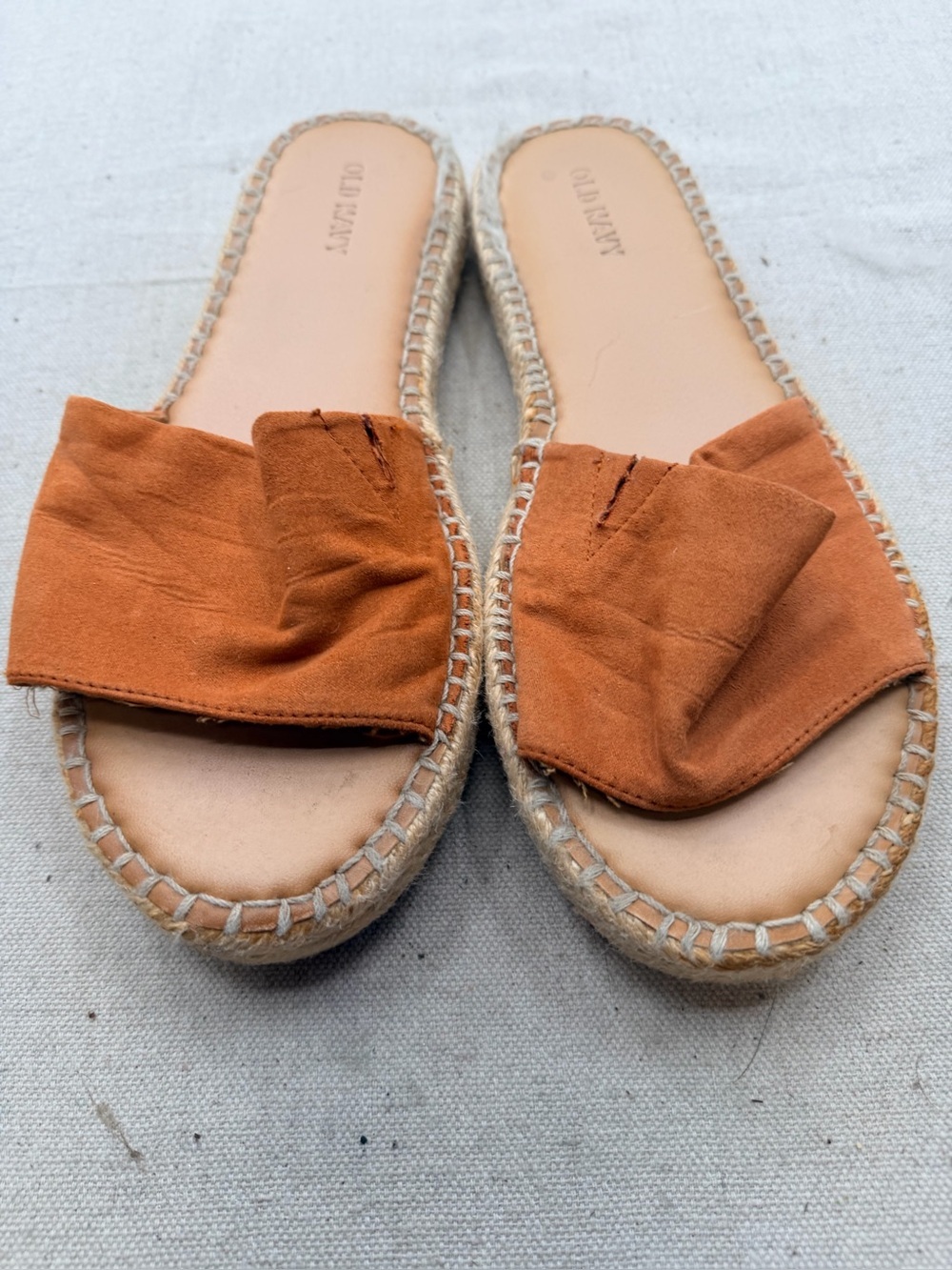 Old Navy Rust Orange Suede Slip-On Espadrille Mules